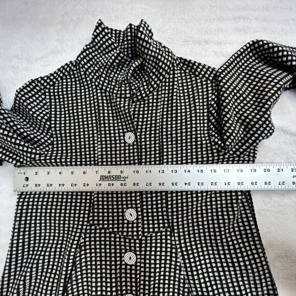 Habitat Womens Black & White Checkered Textured Button-Up Swing Jacket Small - Picture 7 of 8